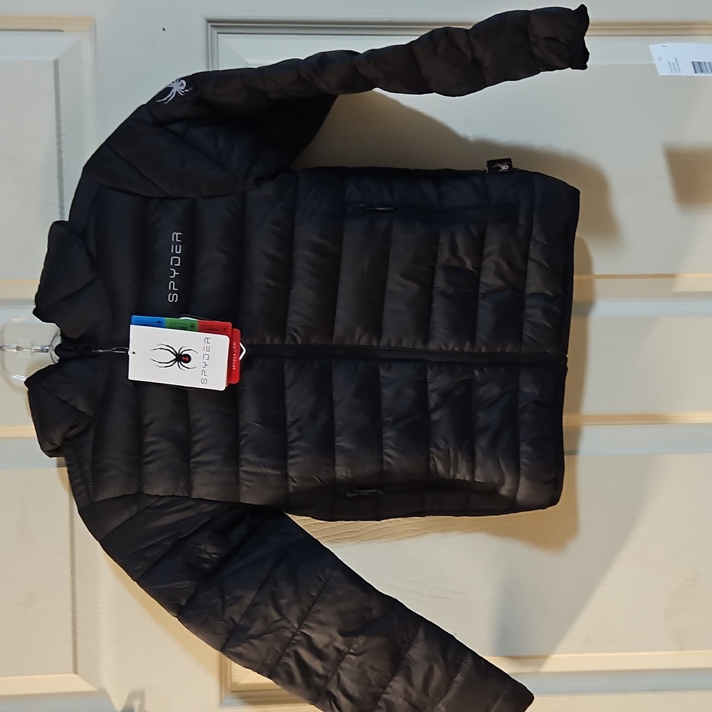 SPYDER BOYS PACKABLE PUFFER COAT: BLACK: NEW WITH TAGS: SIZE 7